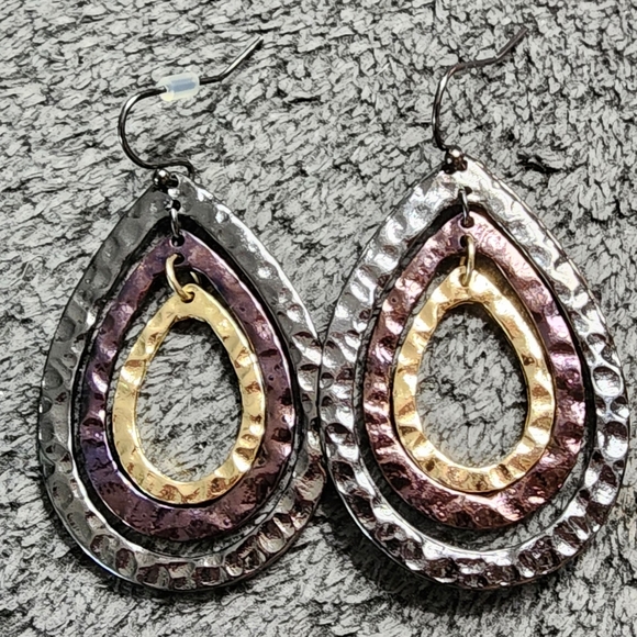 Multicolor Metal Teardrop Earrings - Picture 1 of 2